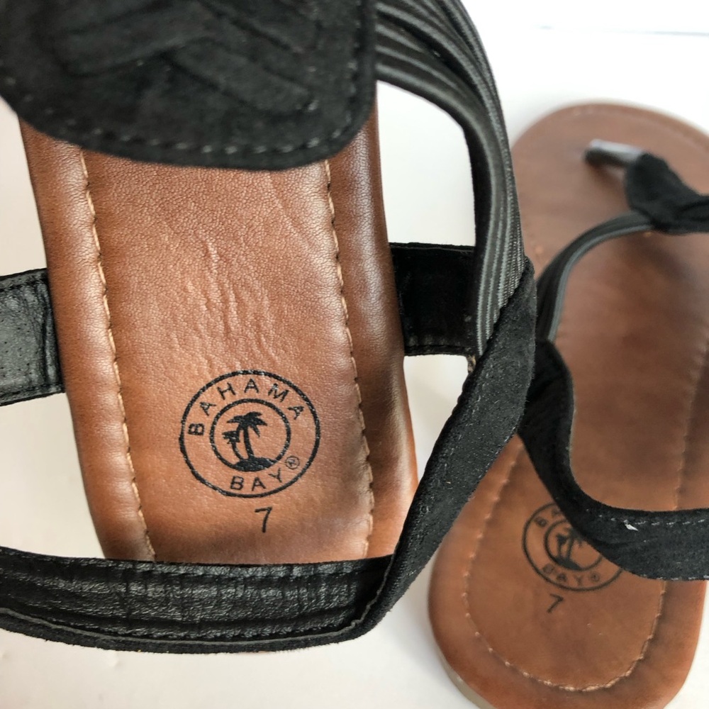 Bahama Bays Black Strappy Sandals Size 7 - Picture 3 of 6